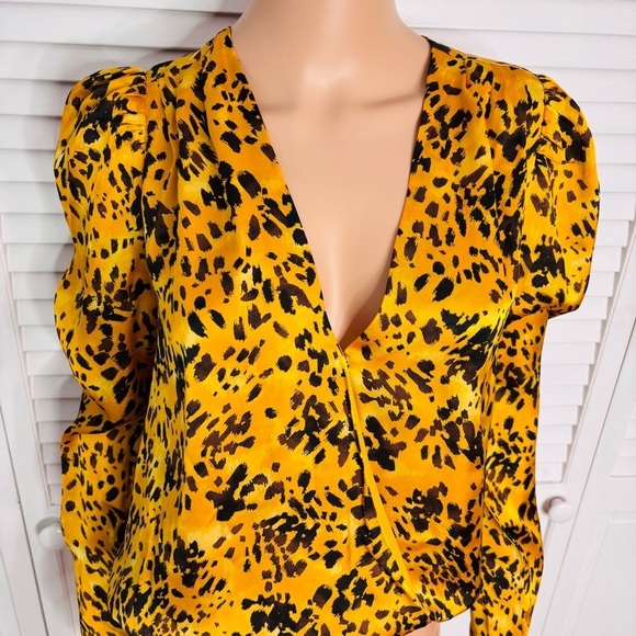 BUDDY LOVE Tortoiseshell Melissa Surplice Long Sleeve Bodysuit Size Small - Picture 4 of 9
